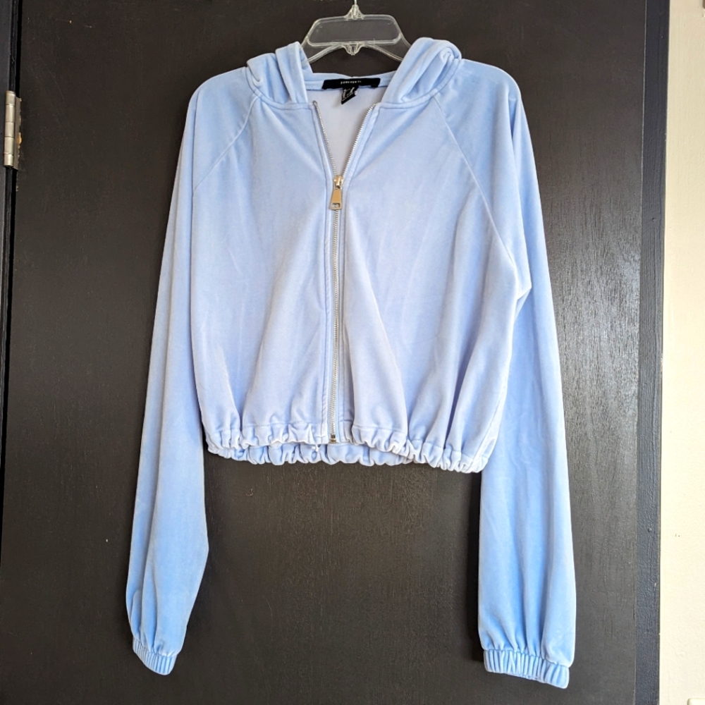 Forever 21 Velour Crop Hoodie